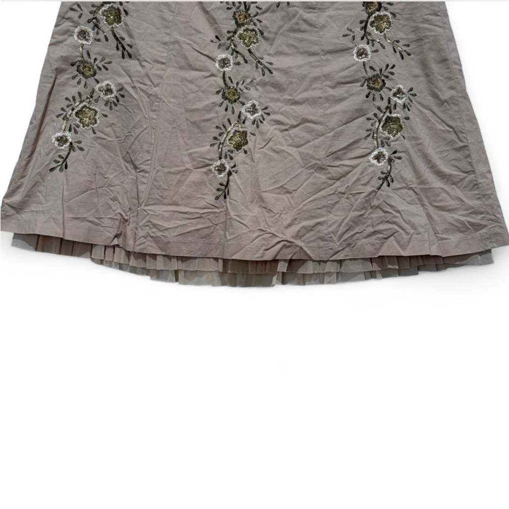 Talbots Floral Embroidered Sequin Skirt Tulle Ruffle Boho Cottagecore Fairy - Picture 3 of 10